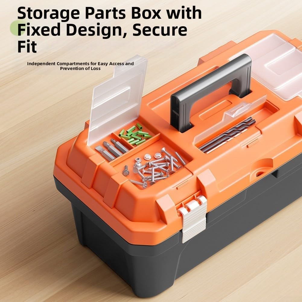 Caja de herramientas profesional de doble capa con múltiples secciones de almacenamiento y construcción reforzada para almacenamiento seguro de herramientas y accesorios (17 pulgadas)