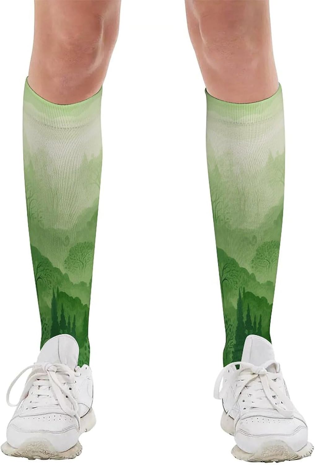 Green Forest Knee High Soccer Socks Moisture Wicking