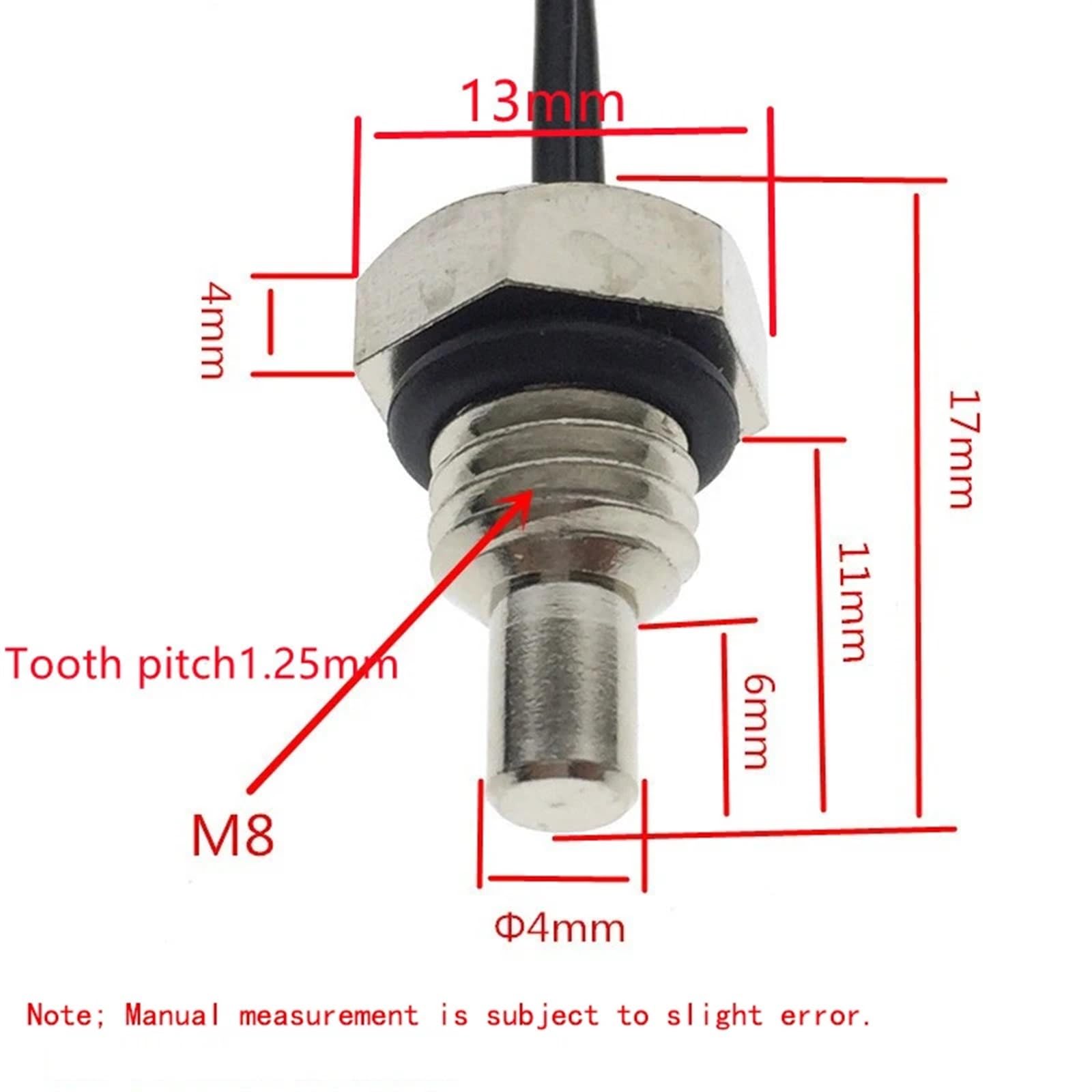 Sensore di Temperatura termistore NTC M8x4x1,25mm Sonda con Filettatura Resistenza 10k 50k 100k Valore B3950 L=0,5M 1M 2M (Color : 10K 0.5M The Plug)