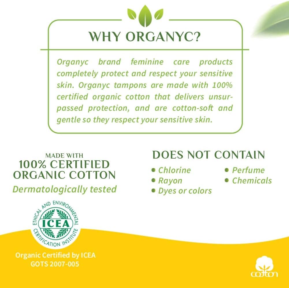 Organyc 100% Certified Organic Cotton Tampons, Plant-Based Eco-Applicator, Normal Flow (16 Count) + Everyday Ultra-Thin Panty Liners (24 Count) image 5