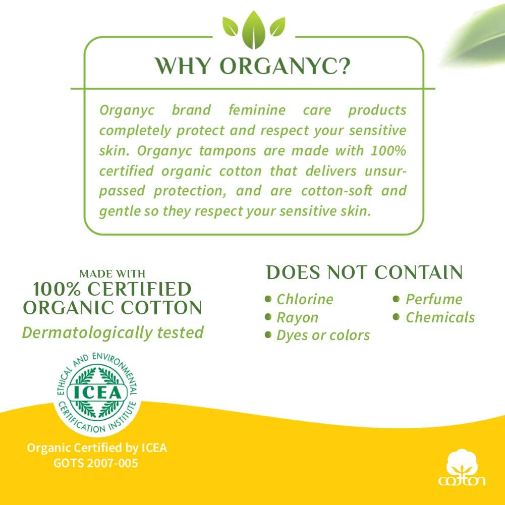 Organyc 100% Certified Organic Cotton Tampons, Plant-Based Eco-Applicator, Normal Flow (16 Count) + Everyday Ultra-Thin Panty Liners (24 Count)