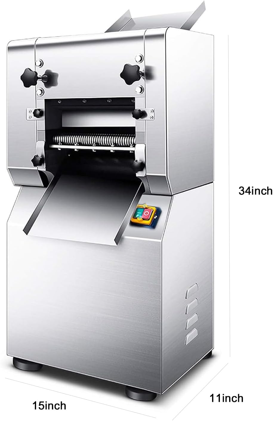 Commercial Pasta Makers Electric Dough Roller Noodle Cutting Machine with 1mm&2mm Square Cutters Stainless Steel Automatic Pasta Pressing Machine for Dumplings Noodle(11.4inch Roller)2.2kw