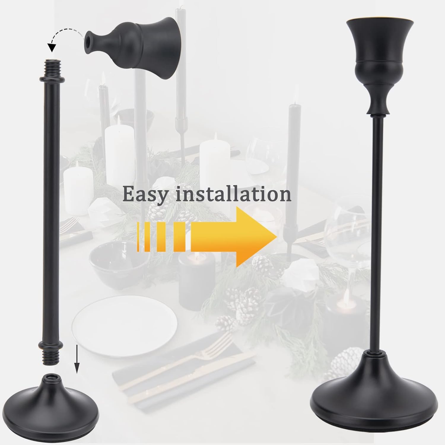Black Candle Holders Set of 6, Candle Stick Candle Holder Black, Matte Black Taper Candle Holders for Home Decor, Wedding, Dinning, Party - Image 5