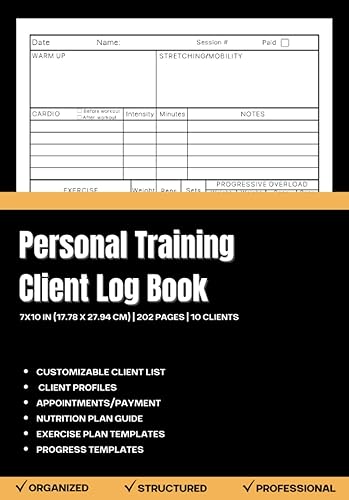 Personal Trainer Client Log Book: Professional Client Workout Planner for Fitness Coaches | 7x10 Inches | 202 Pages