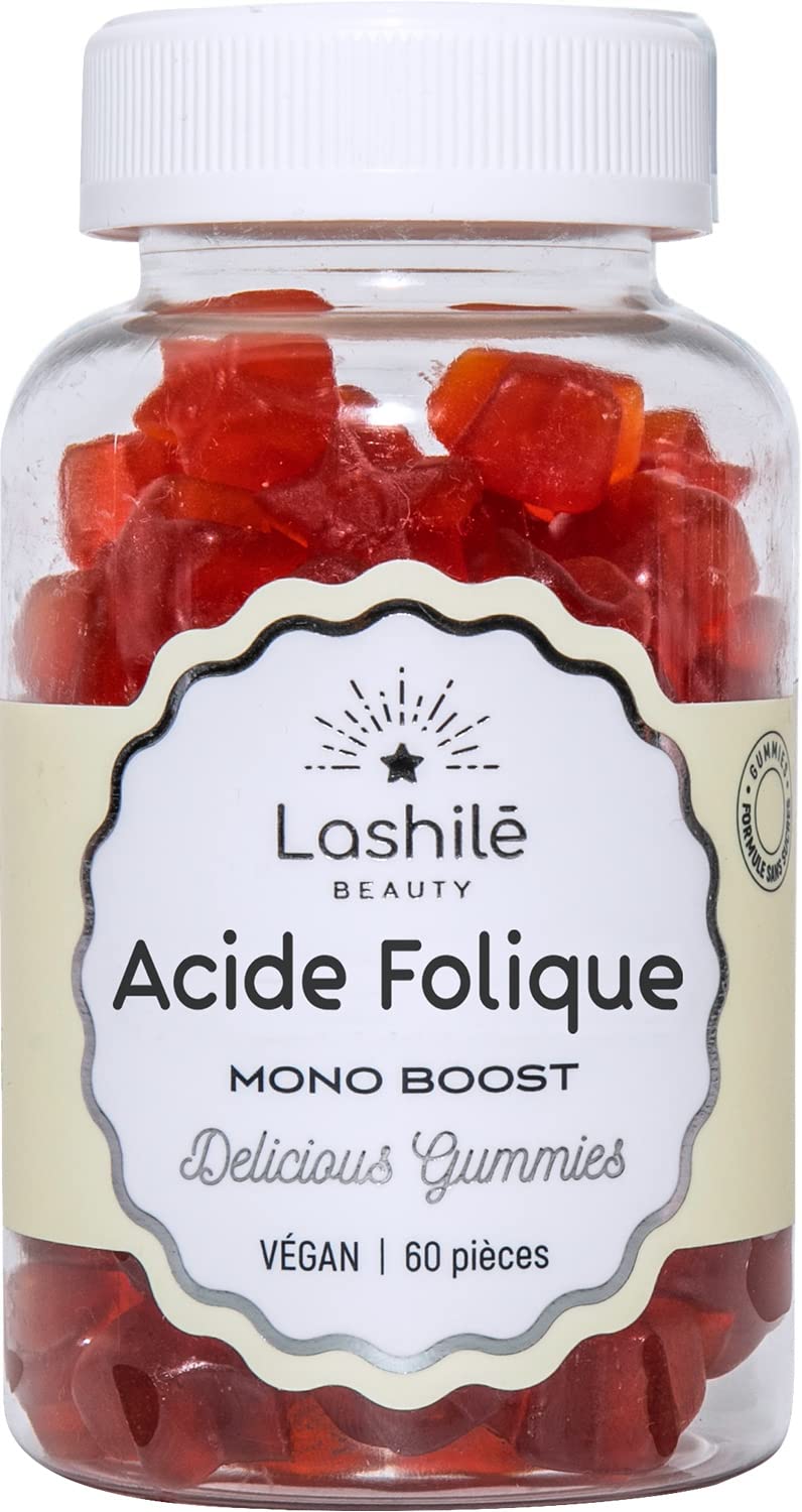 Lashilé Beauty - Compléments Alimentaires - Acide Folique (Vitamine B9) - Croissance des tissus maternels - Cure 30 jours - Fabrication Française