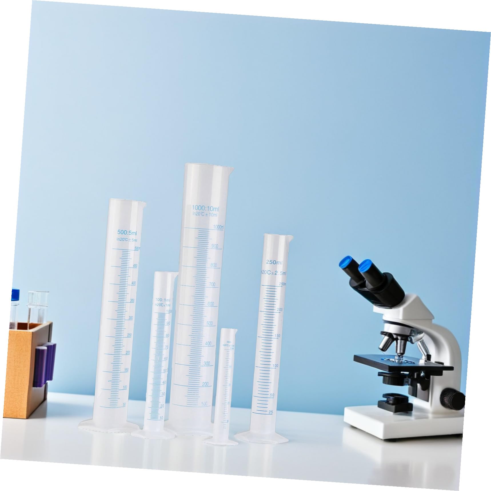 5 pièces Lot de Cylindres Gradués Plastique Résistants pour Mesure de Liquides Laboratoire École Cuisine