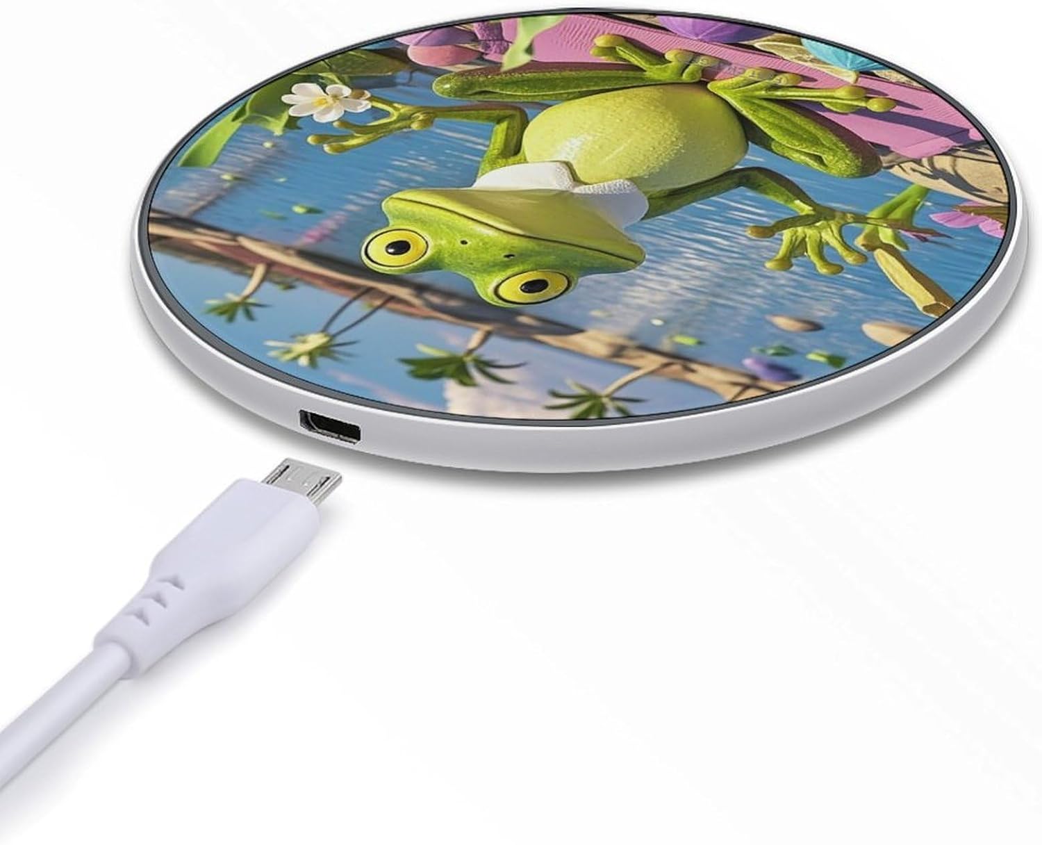 Funny Yoga Frog Wireless Charger 10W Portable Fast Wireless Charging Pad Compatible with Phone Slim Charging Station Lightweight Charger Mat Charging Block for Travel Home Office image 5