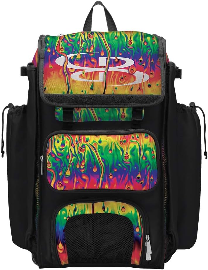 Boombah Catcher's Superpack Bat Bag 23-1/2" x 13-1/2" x 9-1/2" - Lava Multi - Holds 4 Bats - Backpack Version (no Wheels)