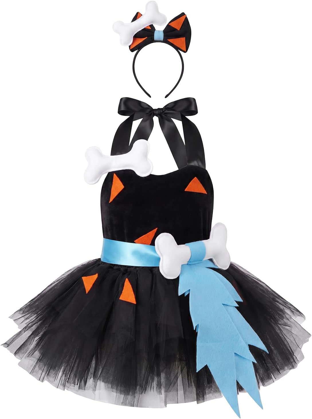 Kids Girls Caveman Costume Cavegirl Tulle Dress Ballet Sleeveless Dresses
