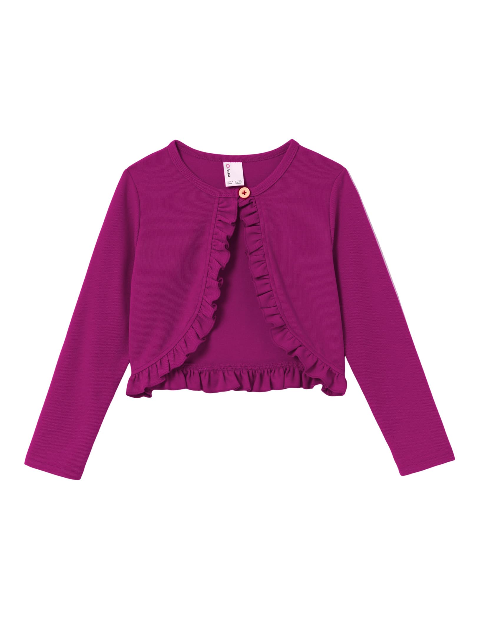 PATPAT Girls Cardigan Bolero Ruffle Open Front Button Cover Up Tops 4-12Y