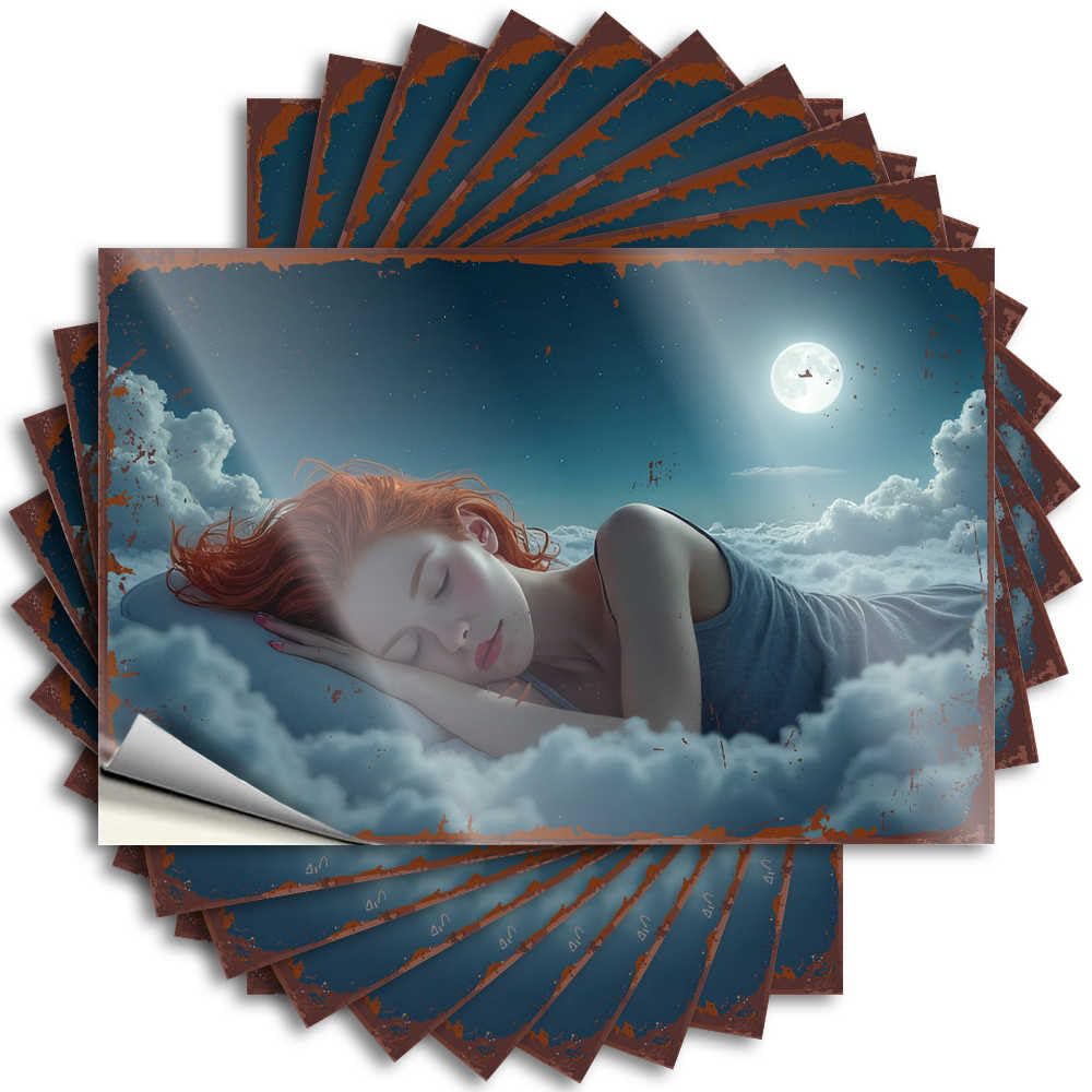 Fzfn Colour Sticker Western, Beer Bumper Serene Dreams: A Night Sky With Moonlit Clouds | Home Decor Accessories(6X9cm)