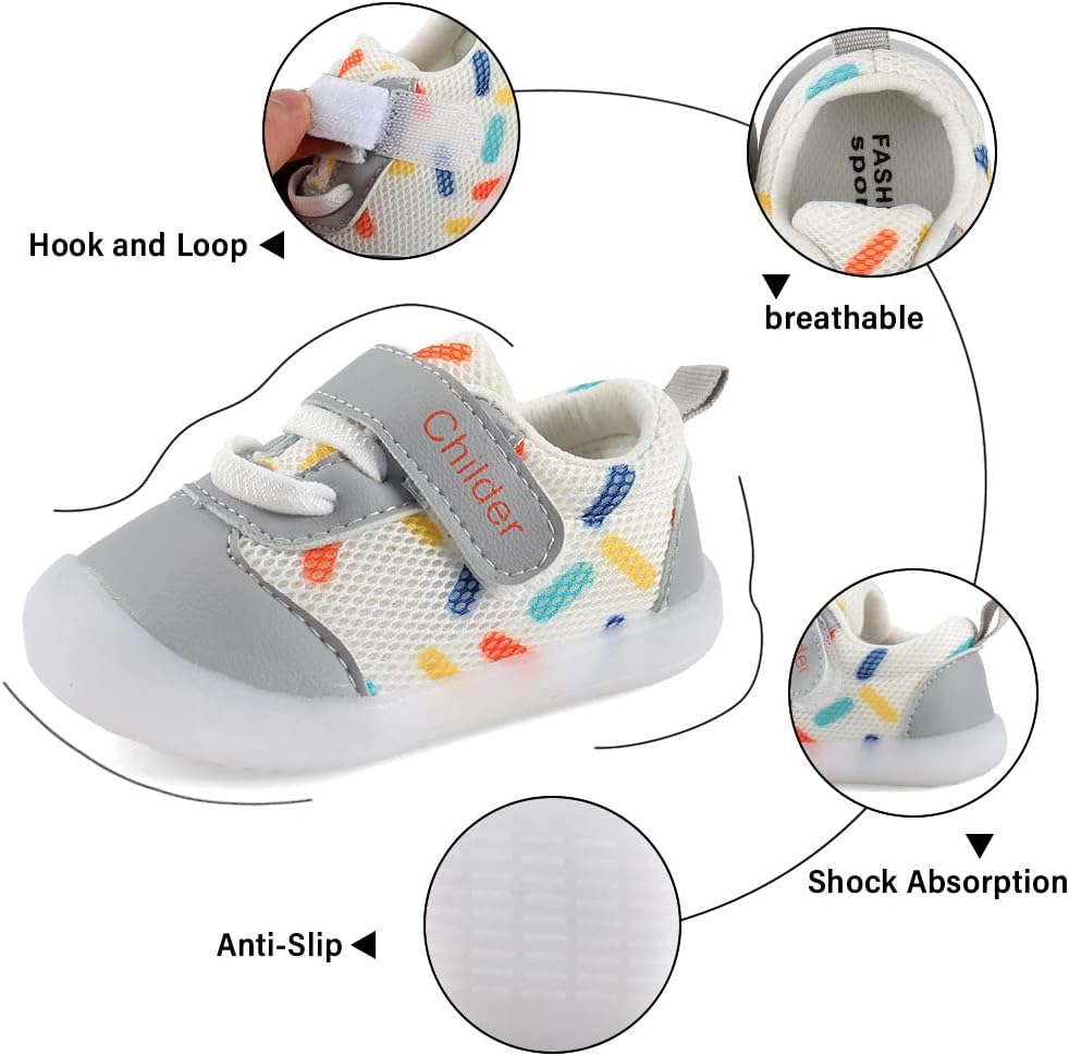 Baby Shoes Boy Girl Infant Sneakers Breathable Mesh Walking Shoes Non-Slip Rubber Sole Toddler Crib First Walker Shoes