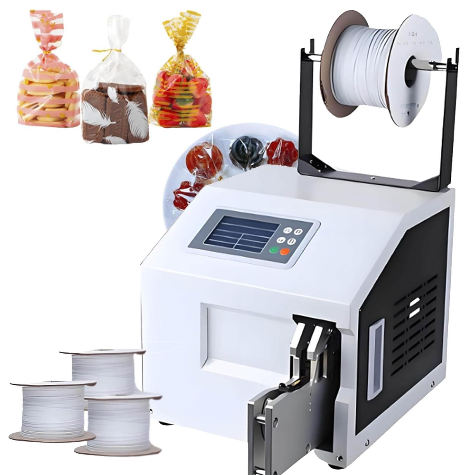 asdchZen Automatic Twist Tie Machine For Food And Cable Bundling, Adjustable Diameter And Tying Length (White)