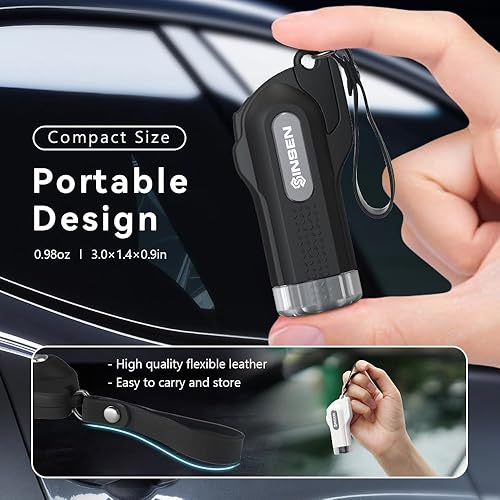 Miniatura 4 de SINSEN Martillo de seguridad para automóvil, paquete de 2 interruptores de vidrio y cortador de cinturón de seguridad, llavero de emergencia, kit de