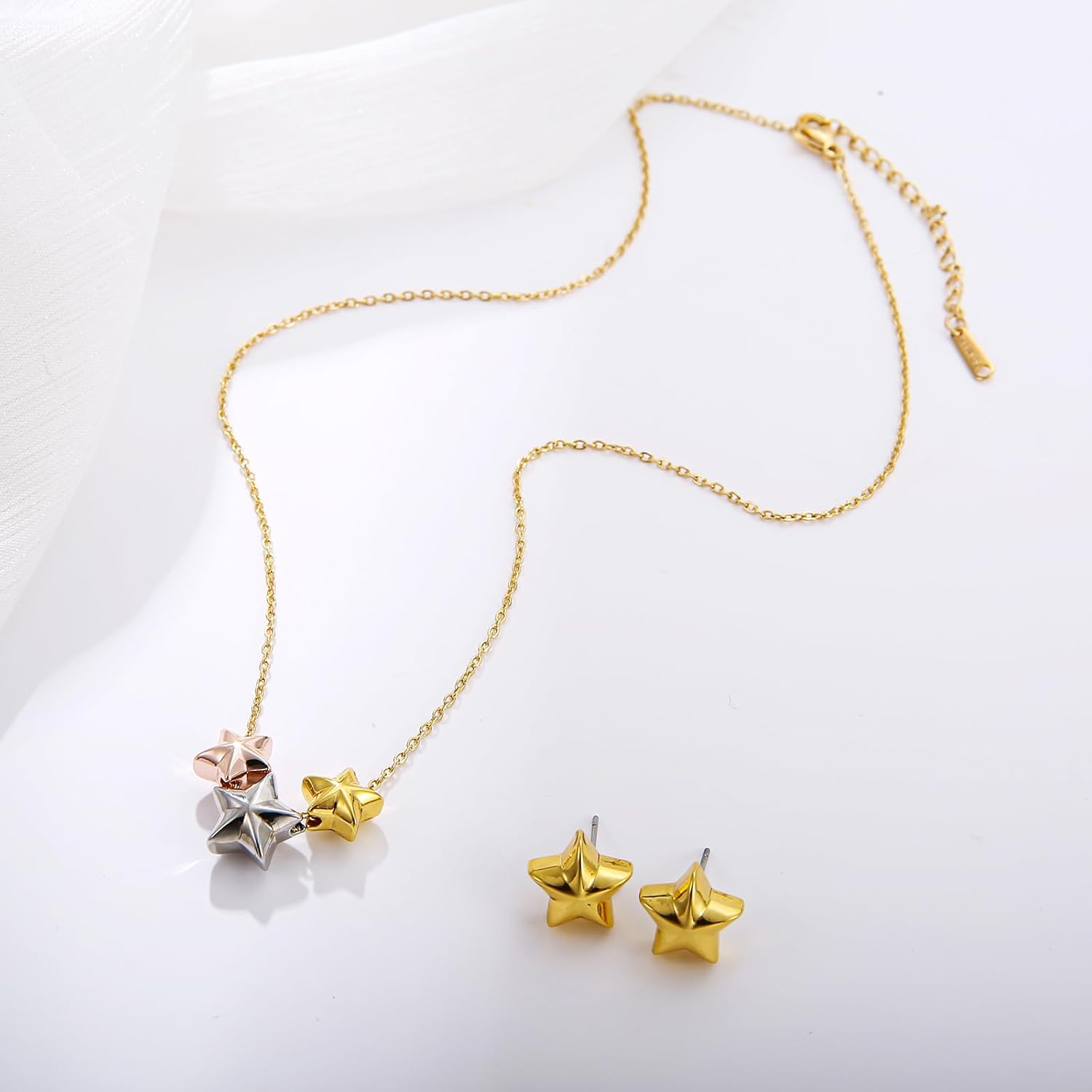 Dainty Geometric Jewelry Set for Women - Stainless Steel Necklace & Earrings Minimalist Matching Set - Image 5