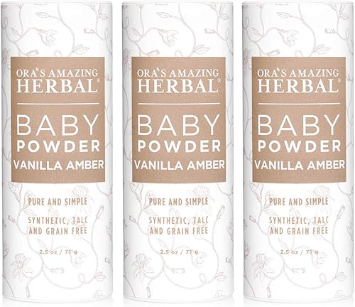 Miniatura 7 de Polvo para bebé, sin talco, aroma natural de ámbar de vainilla real, sin almidón de maíz, arrurruz y polvo a base de arcilla, sintético, Ora's
