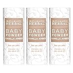 Ora\'s Amazing Herbal Baby Powder Talc-Free, Real Vanilla Amber Natural Scent, Cornstarch Free Arrowroot and Clay Based Powder, Synthetic Fragrance Free, 2.5 oz 3 Pack