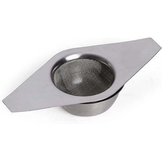 KMW Double Arm Stainless Steel Tea Strainer Set with Drip Bowl I Ideal for Brewing Loose Leaf Tea I 2-Piece Set for Convenient Use and Easy Cleaning I Small