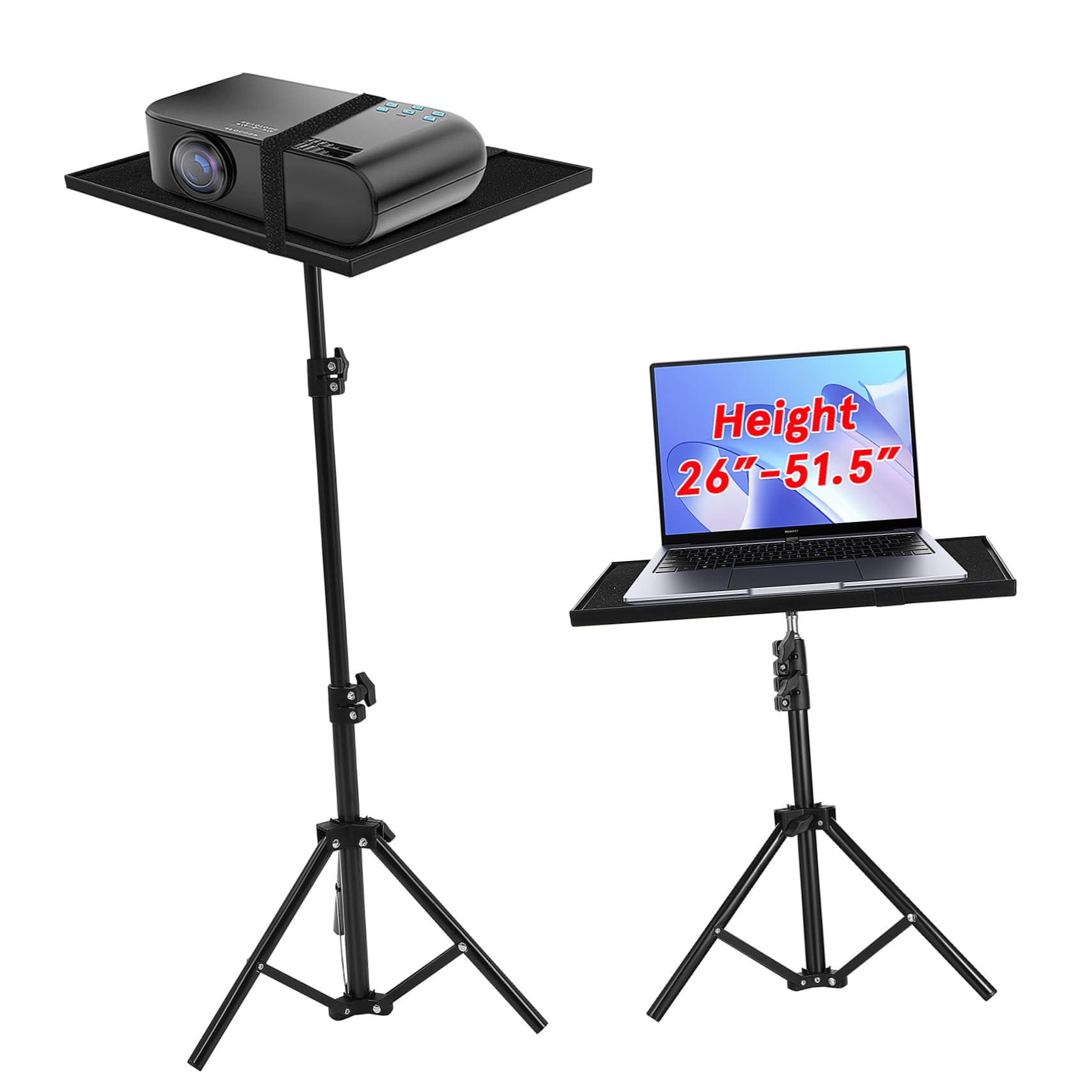 Supporto per Proiettore sul Tavolo Vassoio Piattaforma Regolabile, Treppiede Stabile in Metallo Portatile per Laptop e Dispositivi Multimediali, per Casa, Ufficio, Scuola