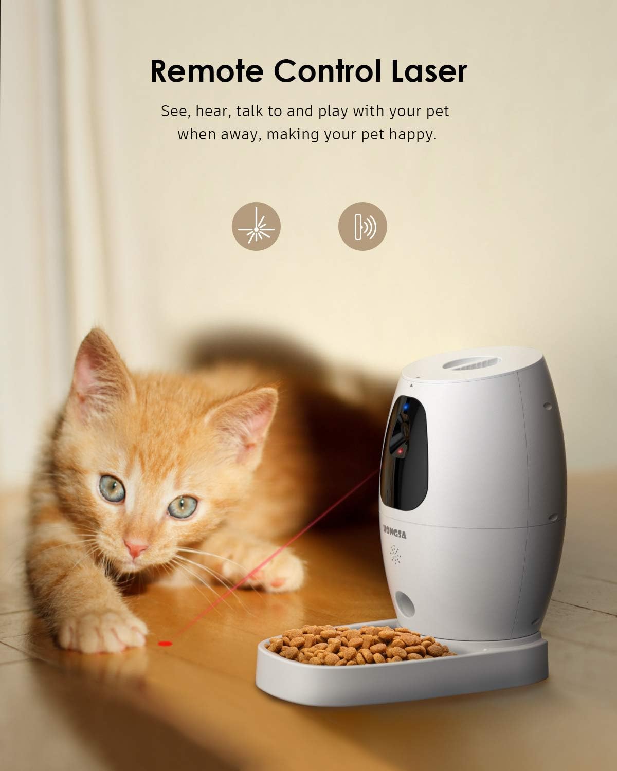 Smart Pet Camera with Treat Dispenser & Tossing, Dog Cat Camera, 2.4G WiFi, 1080P Night Vision Camera, Live Video, 2 Way Audio Communication Designed for Dogs and Cats (HONGSA Pet Camera)