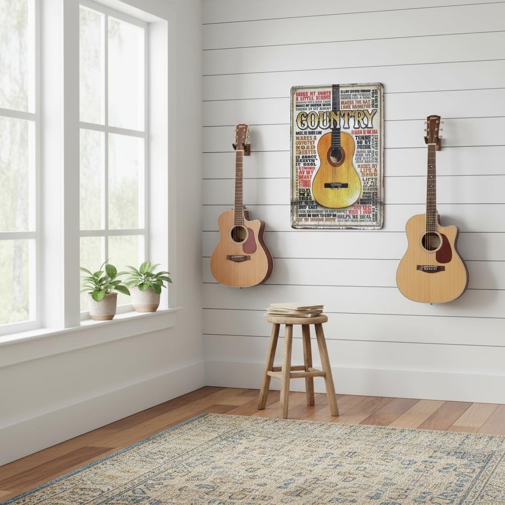 SUMIK Country Music Guitar Metal Tin Sign, Vintage Art Poster Plaque Den Bedroom Bar Home Wall Decor image 2