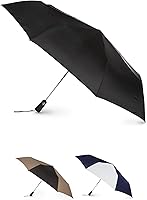 Totes Windproof Golf Umbrella - Auto Open/Close Compact 55" Arc, UPF 50+ UV Protection, 75 MPH Winds for Rain & Sun