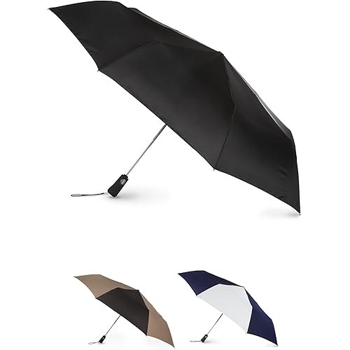 Totes Auto Open/Close Windproof Compact Large Golf Umbrella with UV and Water Repellant Protection