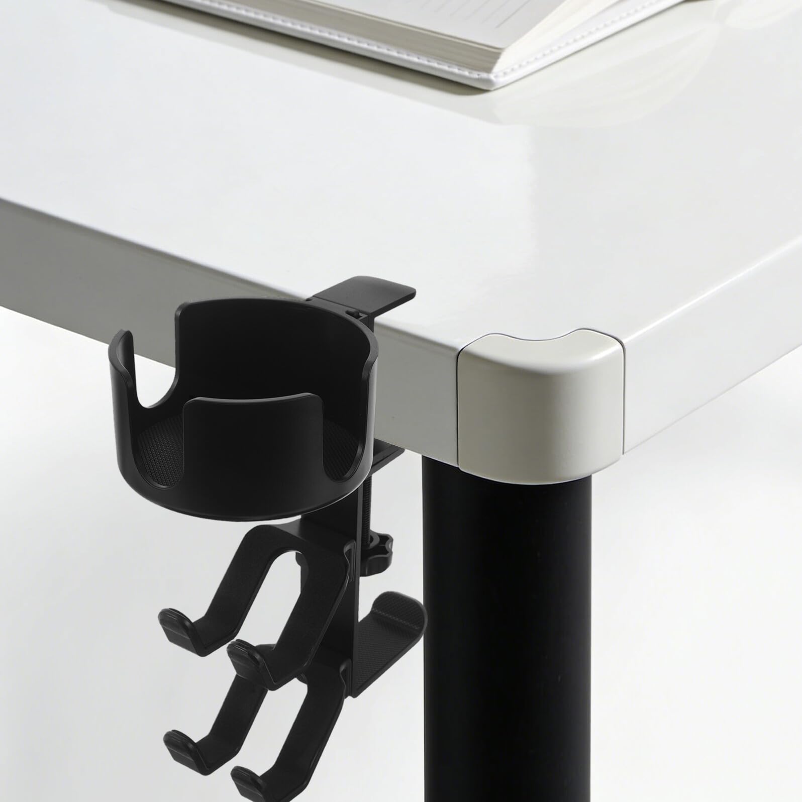 Supporto per Cuffie da Scrivania Multiuso con Morsetto Portabicchieri Regolabile e Gancio Porta Cuffie Antiscivolo per Ufficio e Casa, Organizer Compatibile con Vari Spessori