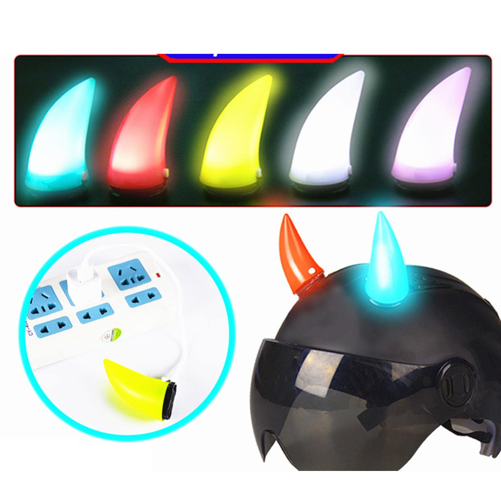 Luminoso Corno per Casco Ideale per Motociclisti, Nero