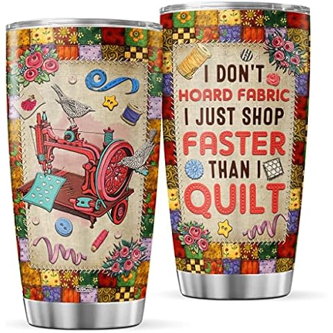 CUBICER Sewing Coffee Tumbler For Women Girls Mother 20 Oz Double Walled Stainless Steel Mug For Sewers Inspiration Gifts For Birthday Party Quilting Travel Wine Glass For Her Cover