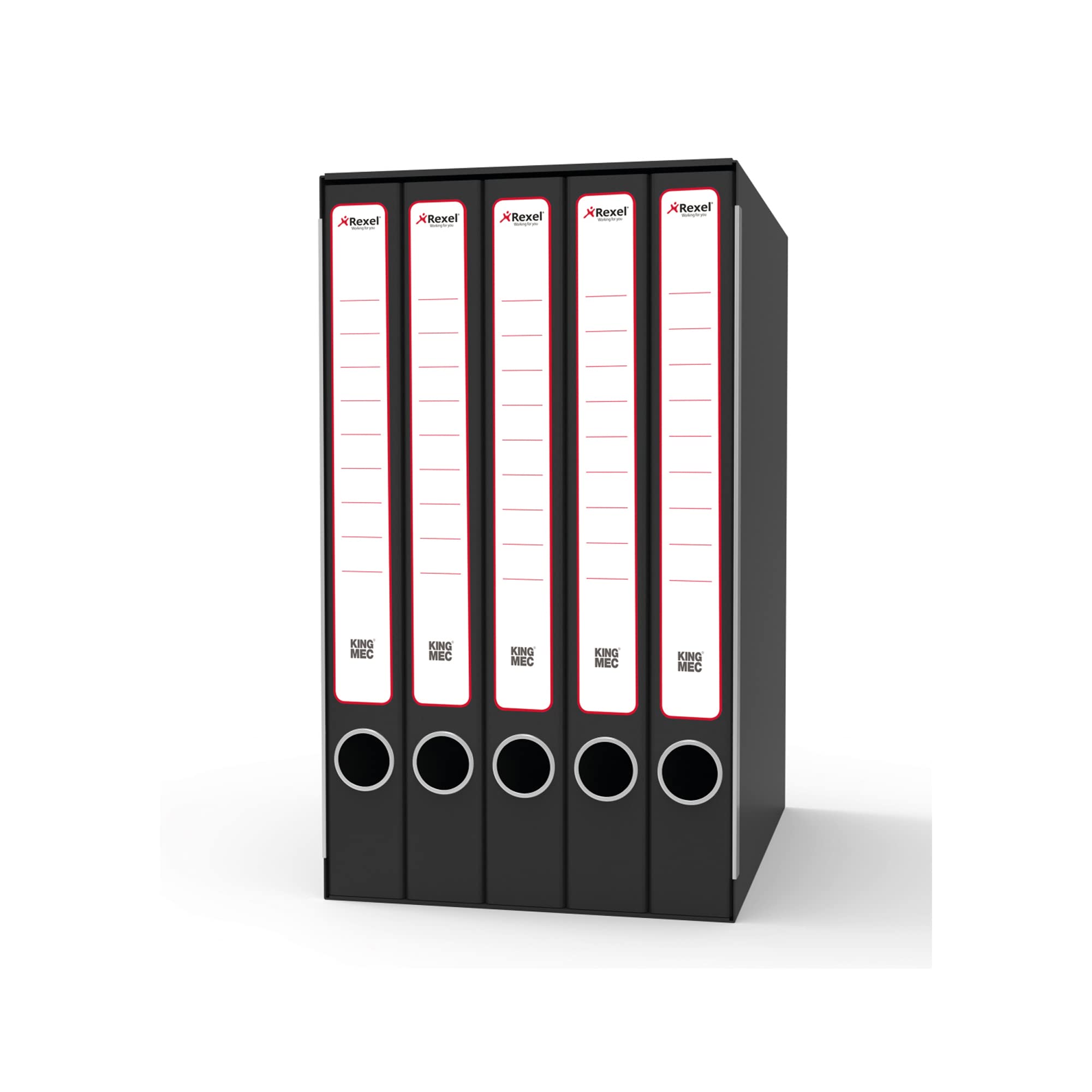 KING MEC Gruppi di classificatori ad anelli Rexel - Quintetto - 23,5x35x25 cm - 2-4 cm - nero - GKM5200