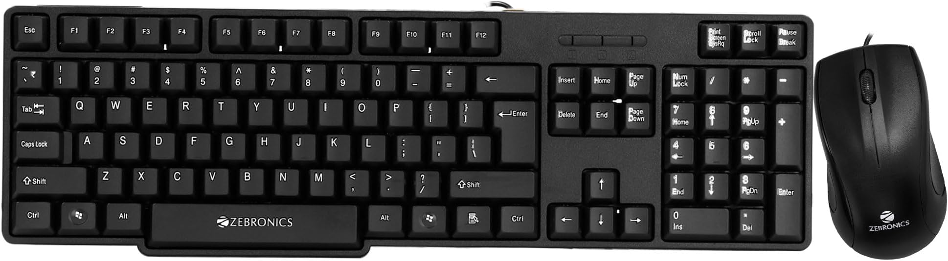 Zebronics Wired Keyboard and Mouse Combo with 104 Keys and a USB Mouse with 1200 DPI - JUDWAA 750