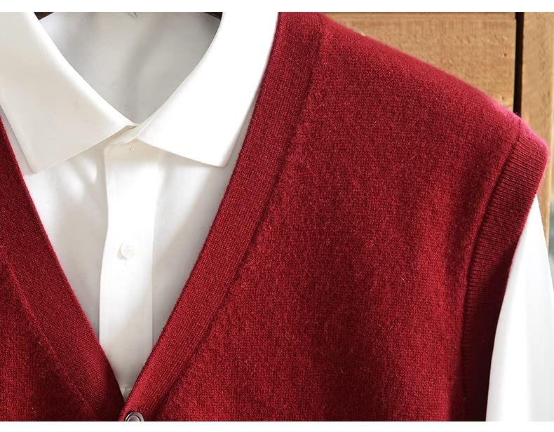 Men Middle-Aged Cardigan Solid Cashmere V-Neck Single-Breasted Soft Warm Gentleman Button Vest Sweater3