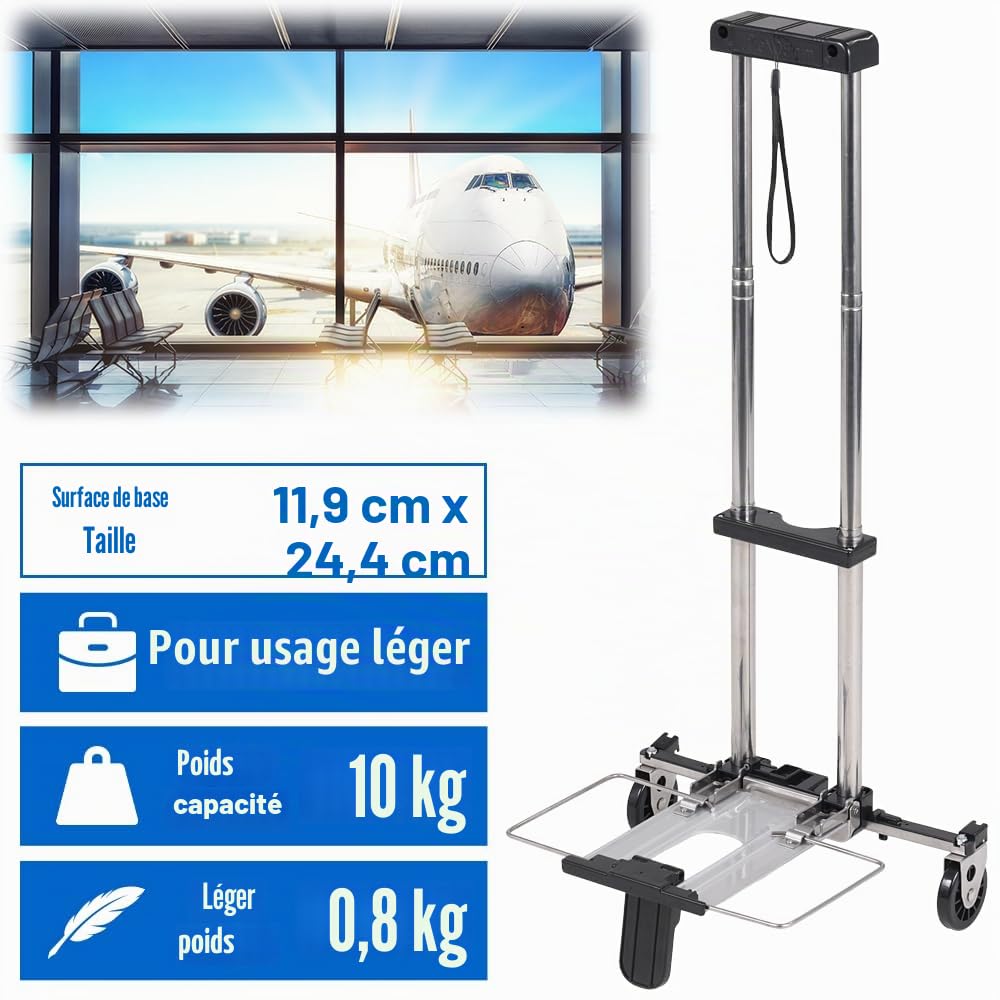 Japard Mini Diable Pliable, Chariot à Bagages avec 2 Roues pouvant Supporter jusqu'à 10 kg, Mallette, Sac à Dos, Voyage d'affaires, Chariot de Bagage Pliable, très Petit Chariot de Transport à Main