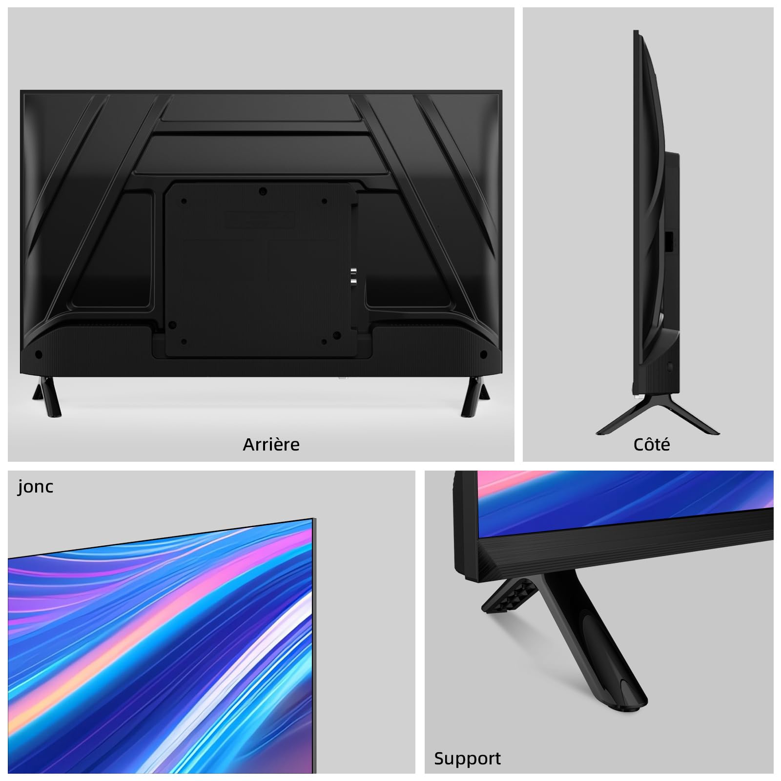 CHiQ LF32FT Smart TV 32" 80 cm FHD HDR10 Tuner DVB-C/T/T2/S/S2 | Dolby Audio &dbx-tv, Triple Tuner DVB-C/T2/S2, Google Home & Chromecast, Design Métal Sans Bord