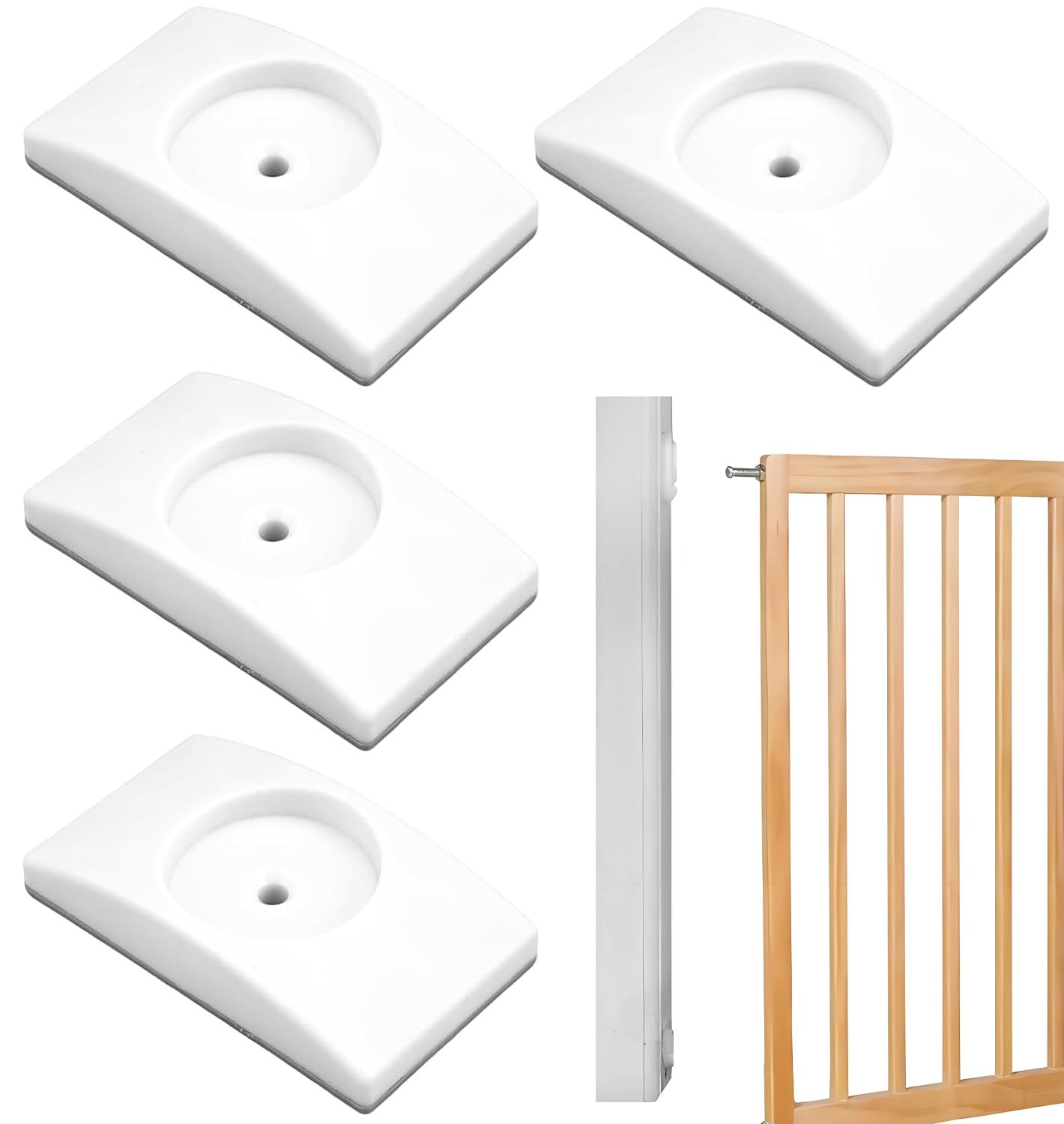 Elefantenfüße Wandschutz Pads, Wandschutz-Pads für Babygitter & Treppenschutzgitter – Ohne Bohren, Schutz vor Kratzern, Universell für Türen & Treppen (Weiß, 4 Stück)