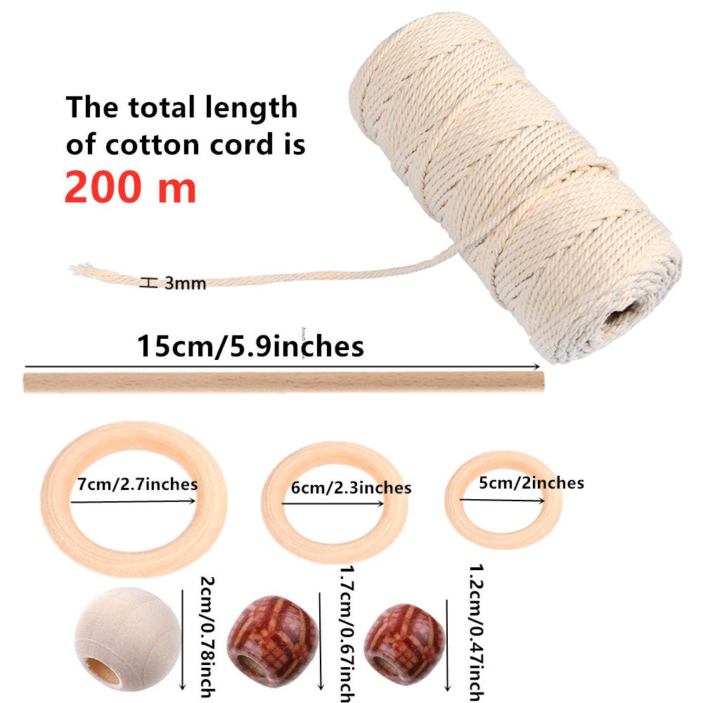 Kit Macramè 61 Pezzi Con Corda Di Cotone - Ideale Per Appendenti Piante E Progetti Fai Da Te - Foto 5