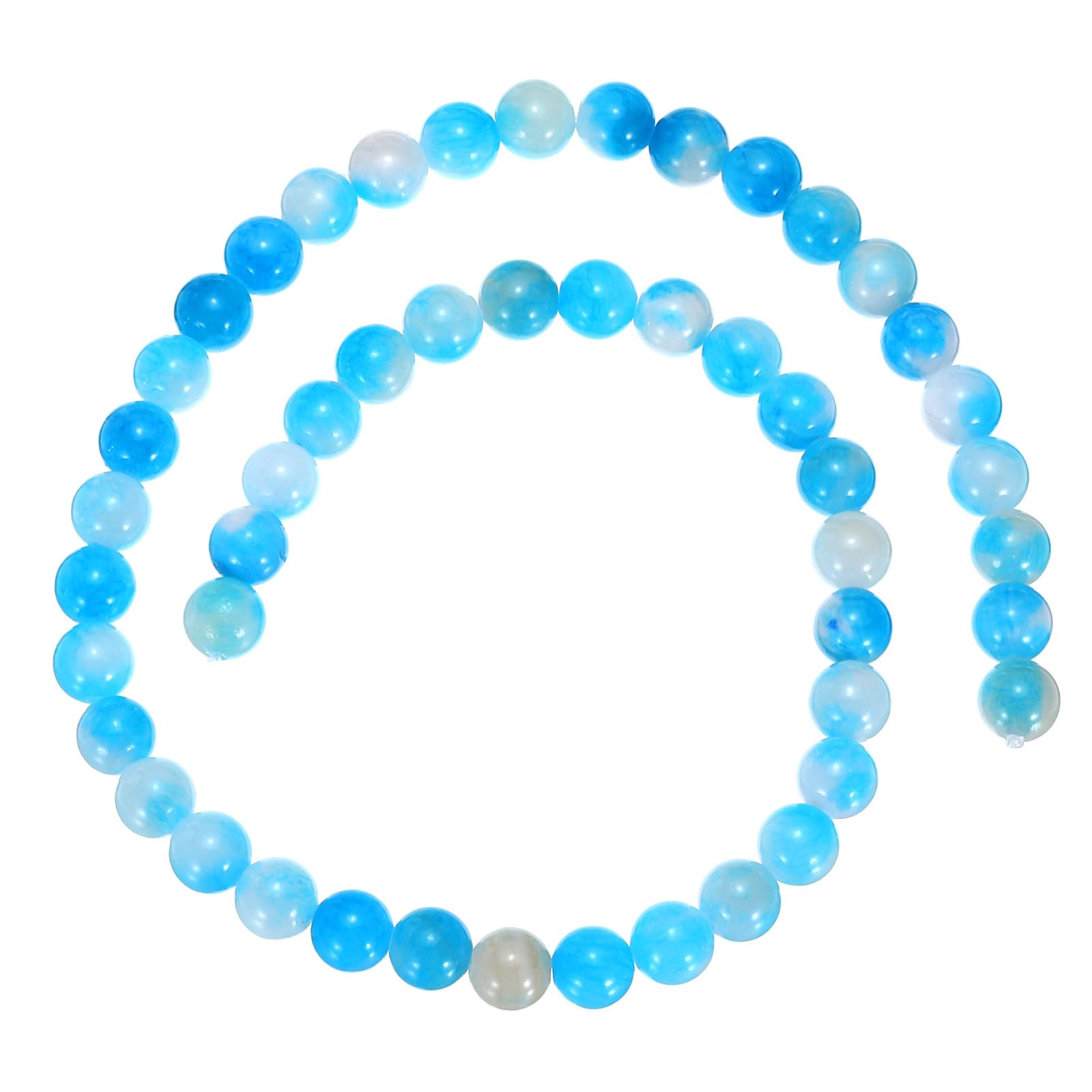 sourcing map 45 Pcs Natural Stone 8mm Light Blue Beads Gemstone Beads for DIY Bracelet Necklace Jewelry Making