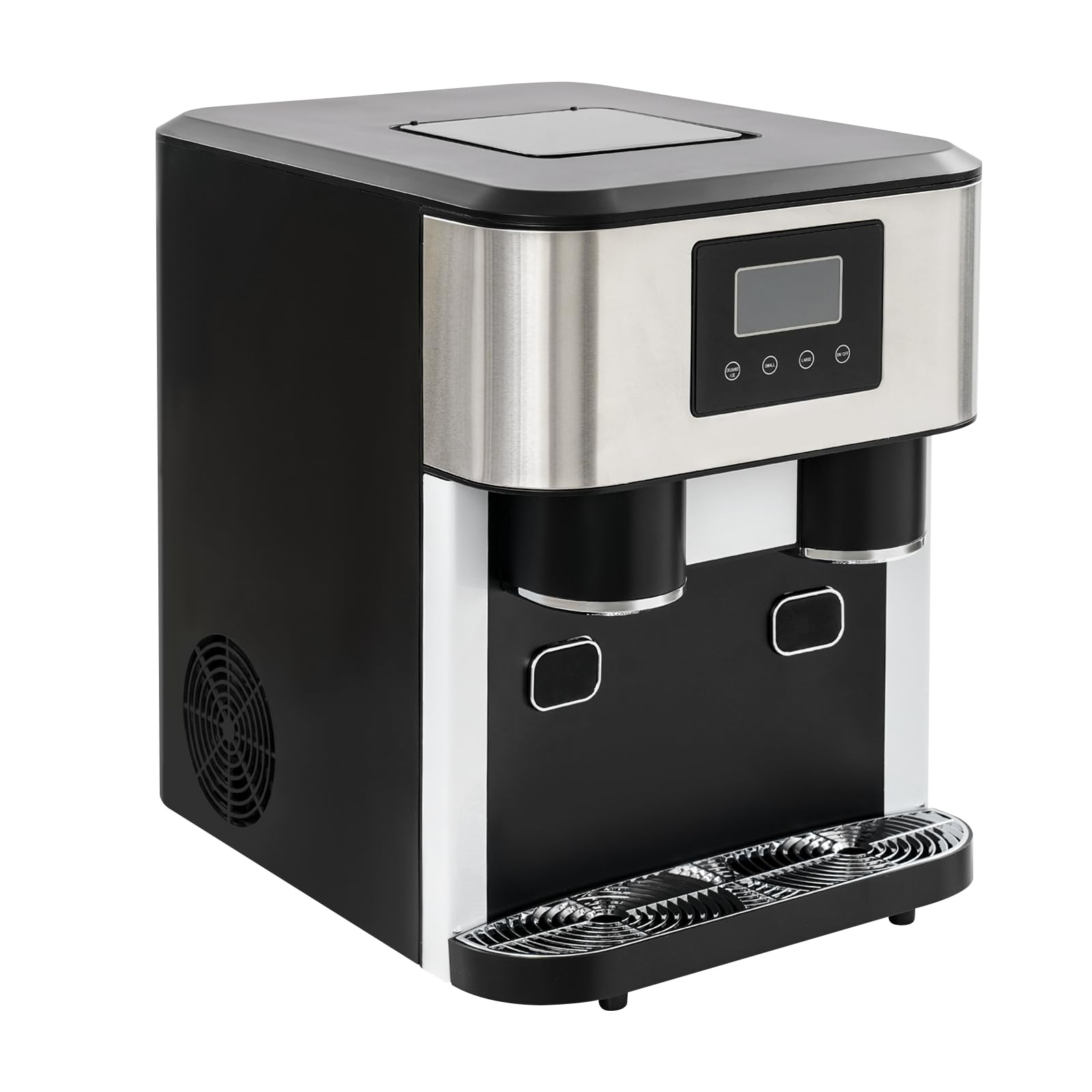 Macchina per il ghiaccio 3 in 1, per piano di lavoro, con funzione tritaghiaccio e acqua fredda, display LCD, produzione rapida del ghiaccio in 7-9 minuti, per casa, ufficio, caffè e bar