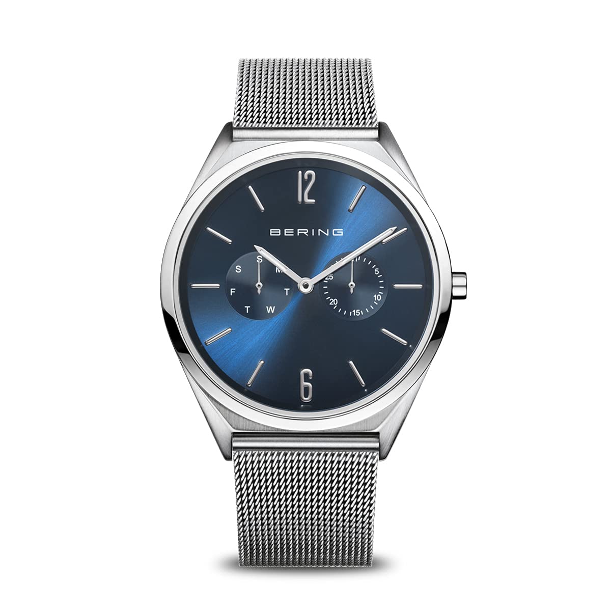 Bering Unisex Quarz Uhr | Armbanduhr 40 mm Edelstahlgehäuse und Sunray Zifferblatt | Milanaisearmband | Saphierglas | 3 ATM | 17140