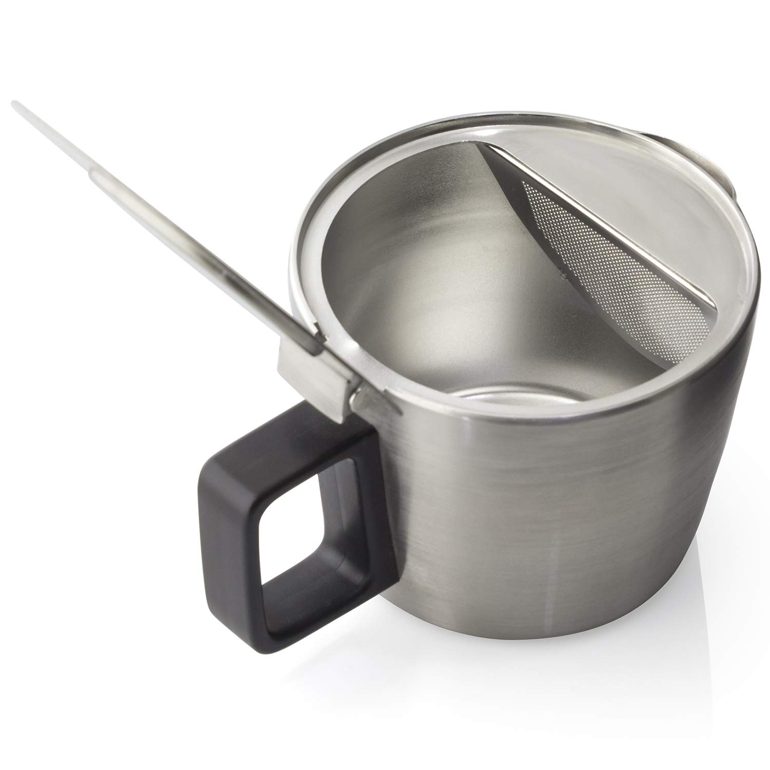 FORLIFE Hospitality Tetera con colador integrado, 14 onzas, acero inoxidable