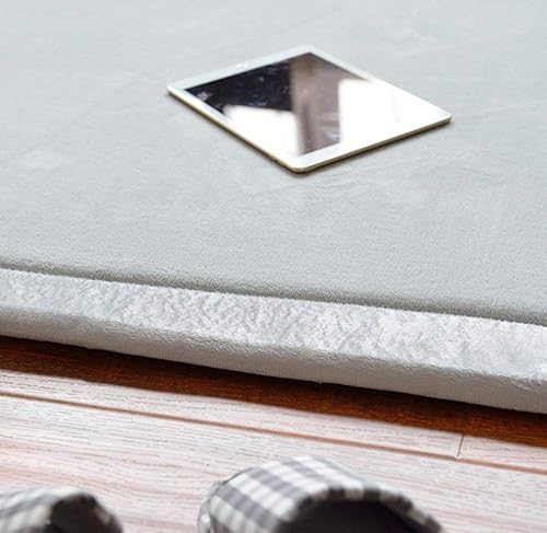 Miniatura 3 de Loartee Alfombra de terciopelo coral para guardería, alfombra de área para gatear (6 pies 8 pulgadas x 9 pies 2 pulgadas, gris) para niños pequeños,