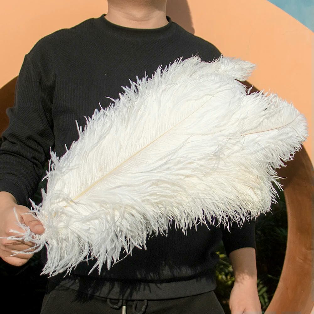 Piume di struzzo naturali nere da 10-55 cm per accessori da cucito per abbigliamento, decorazioni per feste di nozze, decorazioni per la casa - Rosa gambero - 50-55 cm