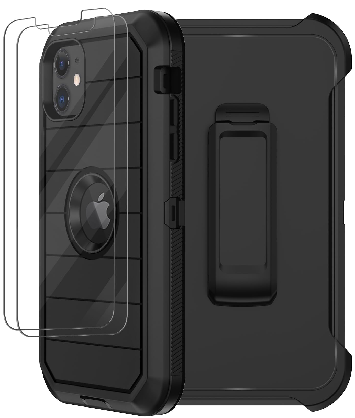 for iPhone 11 Case with Belt Clip Holster, 2 x Screen Protector, [Military Grade] Heavy Duty Full Body Shockproof Dust-Proof Drop Proof Rugged