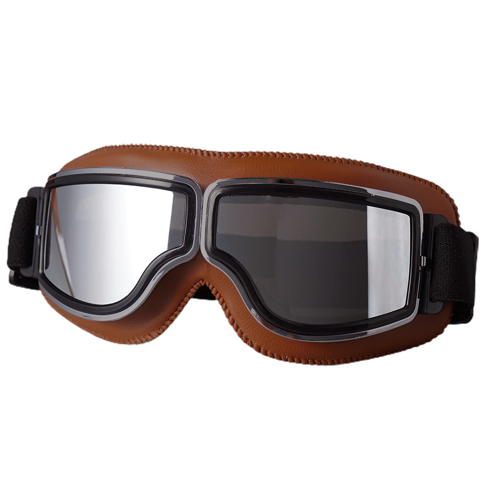 Weigudoc Gafas de moto de cuero PU, gafas de sol Vintage, gafas de sol a prueba de viento, cascos, gafas de Motocross para deportes al aire libre, montar a esquiar