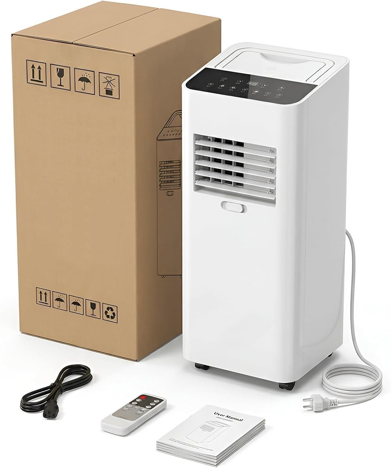 Condizionatore d'Aria Portatile autonomo 7000 BTU, unità di Raffreddamento Senza unità Esterna, silenziosa, su Ruote, per Camera da Letto Ufficio