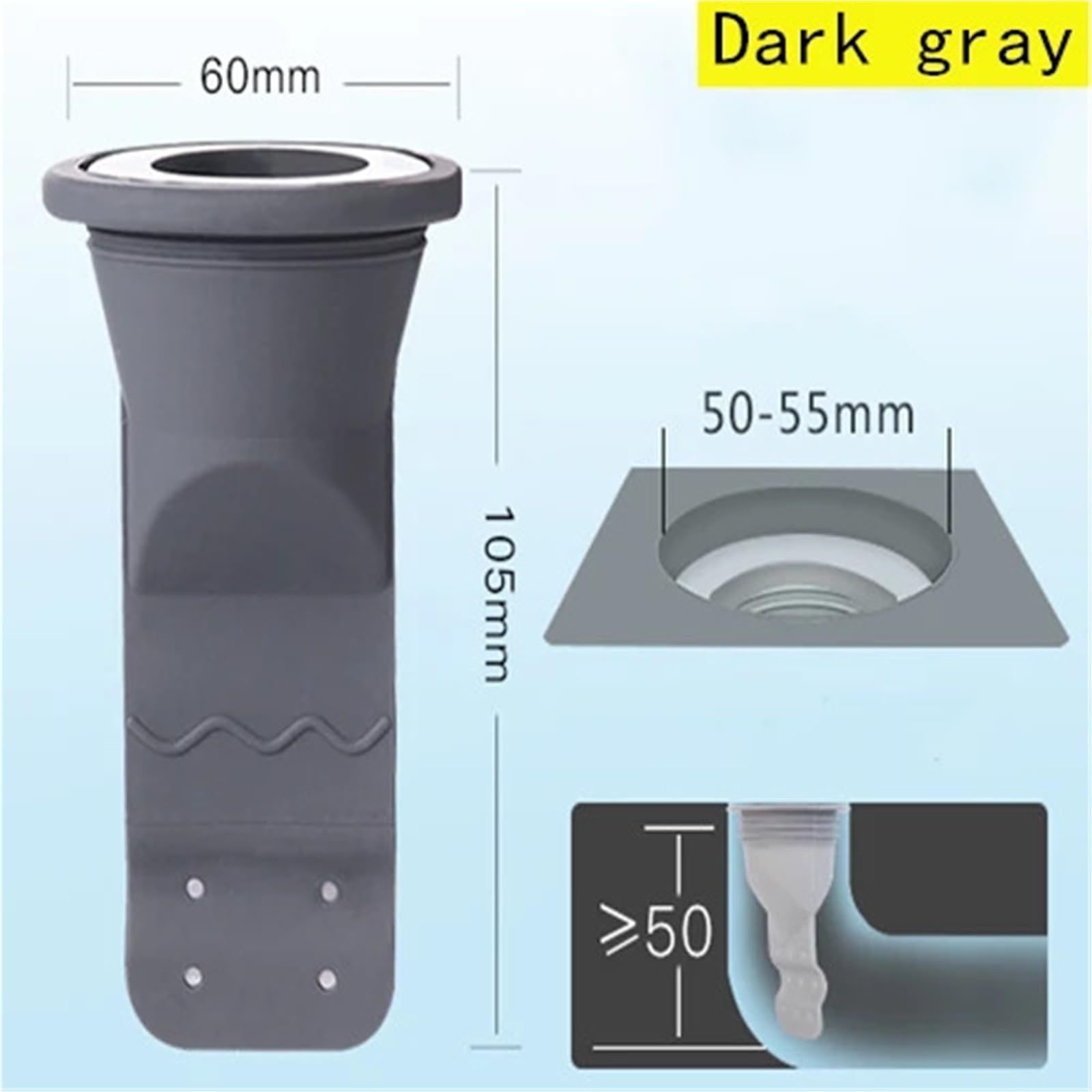 NúCleo De DesagüE de Suelo para Ducha Filtro Central Desodorante for Drenaje de alcantarillado Silicona(Dark Gray)