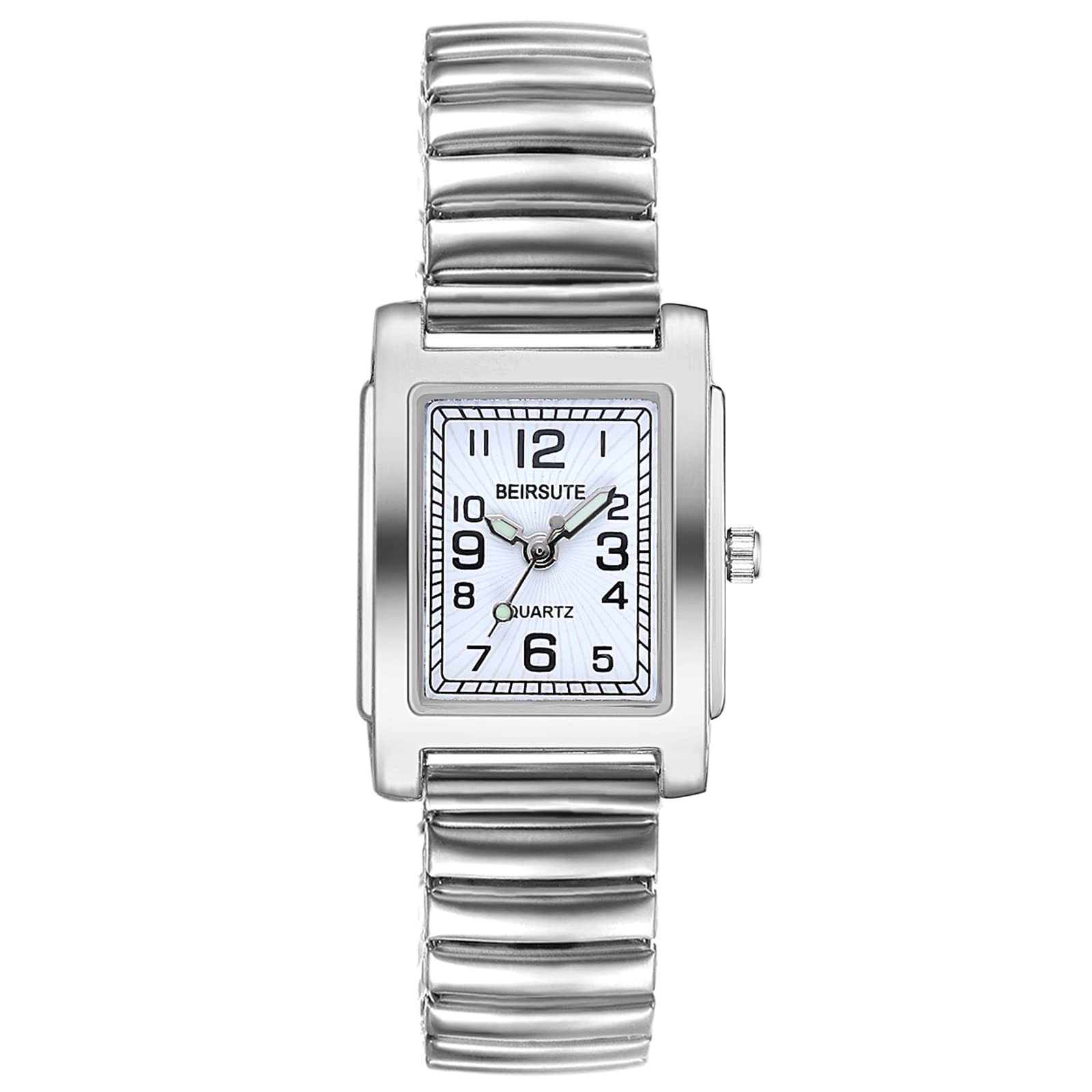 JewelryWe Damen Armbanduhr, Elegant Analog Quarz Uhr mit Digital Zifferblatt und Elastisch Legierung Armband Gold/Silber