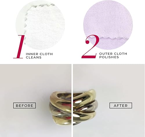 Miniatura 5 de CONNOISSEURS Premium Edition Ultrasoft 14x14 Extra Large Gold or Silver Jewelry Polishing Cloth, Clean and Polish Jewelry While Removing Tarnish for