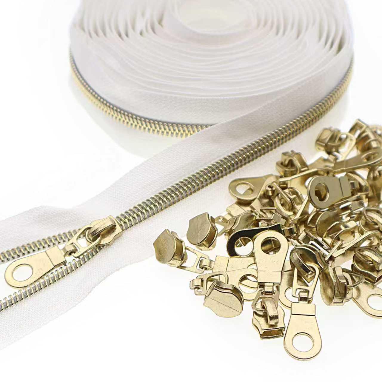 Fermeture eclair nylon maille 5 au metre laiton antique SHUNLI 9m